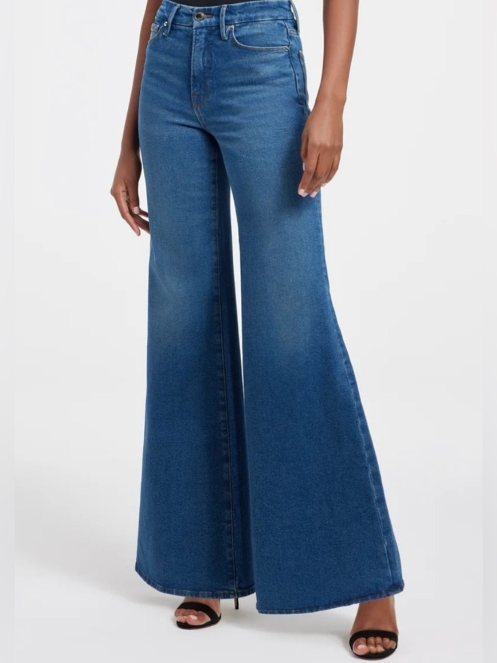 GOOD AMERICAN GOOD WAIST PALAZZO HIGH RISE WIDE LEG jeans New - Picture 3 of 16